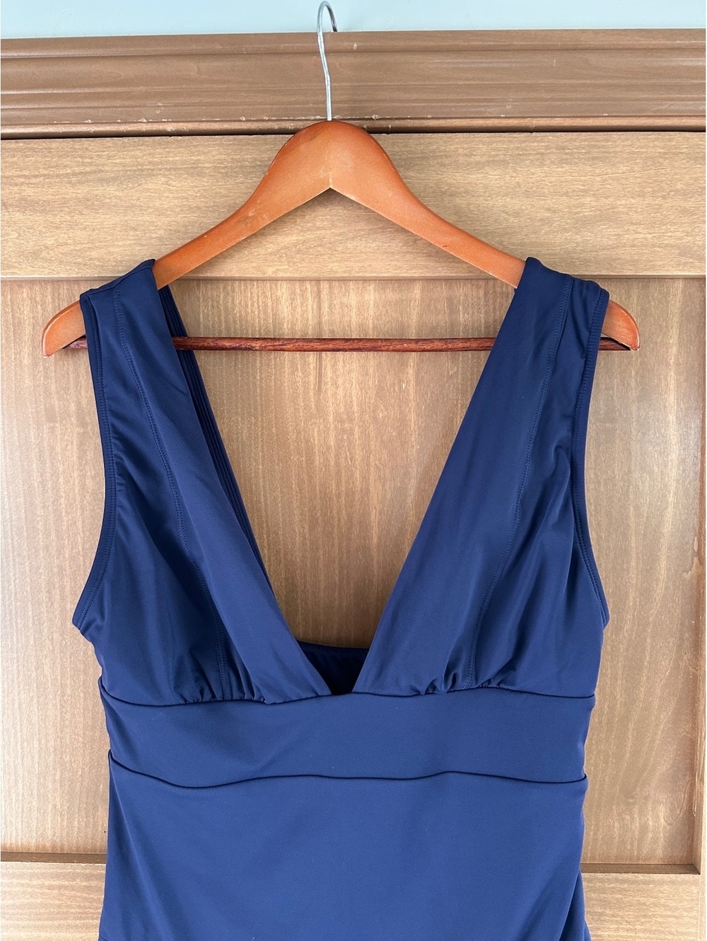 Andie Mykonos Deep Plunge Neck One Piece Swimsuit in Navy Women’s sz Large Tall - Picture 3 of 15